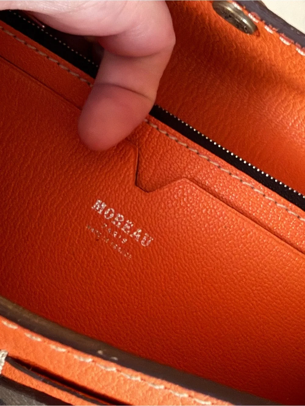 Moreau Paris Orange and Brown Leather Wallet